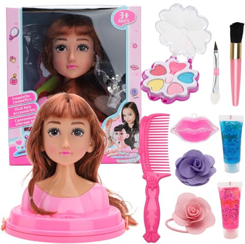 Generic Docka Makeup Frisörsalong Kit Säker Plast Styling Huvudleksak för Tjejer Rolig Hårstyling Present (Generic9v6fku5msw-3)