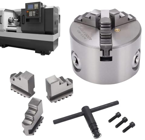 Portabrocas de 3 mordazas, adaptador de autocentrado de 3 mordazas, portabrocas de torno de metal de 80 mm con tornillos, para grabador, enrutador, fresadora, centro de mecanizado, perforación
