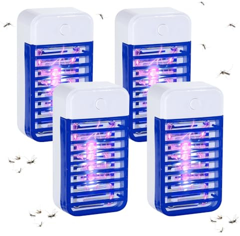 Mineup 4 Piezas Lámpara Antimosquitos Electrico, Mata Mosquitos UV Lampara, Lámpara Mata Mosquitos Tipo Enchufe, Puede Matar Mosquitos, Moscas y Polillas para Interior Comedor, Cocina, Dormitorio