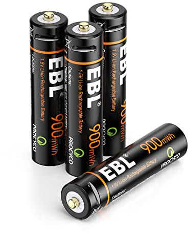 Piles Rechargeables AAA USB, Rechargeable Batteries AAA 900mWh Batterie AAA de Sortie constante de 1,5 V, Charge Rapid avec câble de USB 4 en 1