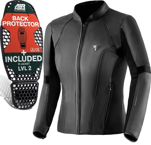 SHIMA MONACO 2.0 Giacca Moto Donna - Giubbotto Moto Donna Vintage in Pelle, Ventilato con Protezioni CE per Schiena, Spalle e Gomiti (Nero, S)