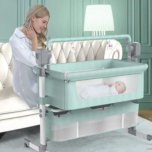 3-in-1Elektrische Babybett Babywiege,Babywippe,beistellbett baby boxspringbett,mit Aufbewahrungskorb,einfach zusammenklappbares tragbares Kinderbett,verstellbares tragbares Bett für Kleinkinder ( Colo