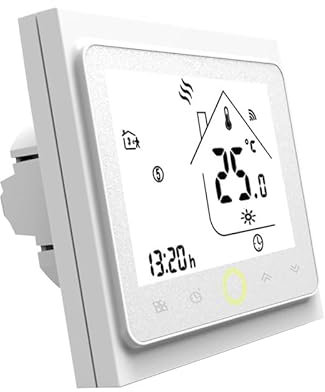MOES WiFi Termostato Inteligente, Controlador el Gas de la Caldera, Programable y Control Remoto, compatibilidad con Alexa/Google Home, App Smart Life/Tuya, Solo de 2.4Ghz, Blanco