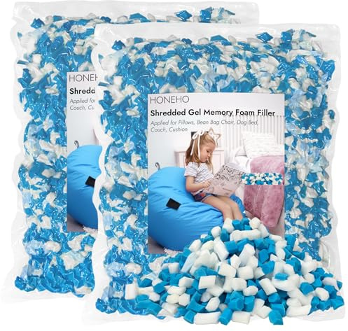 HONEHO 4.4KG Shredded Gel Memory Foam Filling, Comfortable and Soft Bean Bag Chair Filler, Memory Foam Stuffing for Cooling Pillow, Beanbag, Stuffed Animal, Dog Bed, Couch Cushion