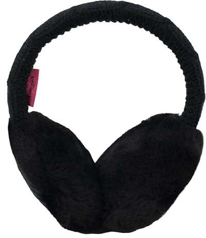 Reissner Lammfelle Engel Ohrenschützer MIKA aus Merino Lammfell & Strickware größenverstellbarer Kopfbügel schwarz