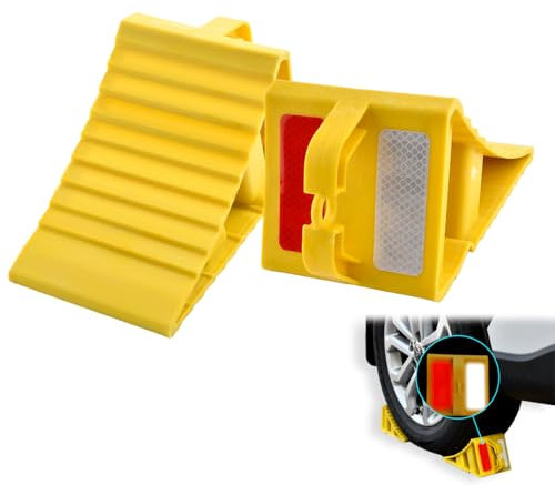 Ruayia Unterlegkeile Wohnmobil, Unterlegkeile Anhänger mit 1*Reinigungsgel, mit Griff &Reflektierende Aufkleber, rutschfeste Unterseite (2 Stück)