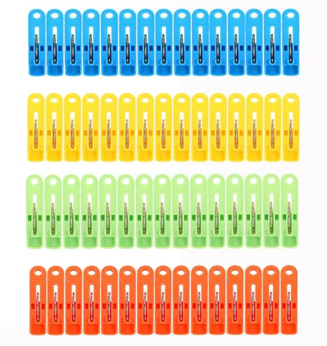 60 pezzi Mollette da bucato, Plastica con stabile molla ad anello esterno, per stendibiancheria o stendino, vestiti, calzini