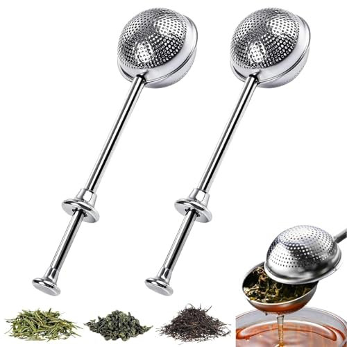 2pcs boule a the, infuseur thé, filtre à thé, Infuseurs à Thé en Acier Inoxydable avec Poignée Longue et Courbée, Filtre à Thé Durable et Sans Odeur pour Tasses pour Thé en Vrac, Épices