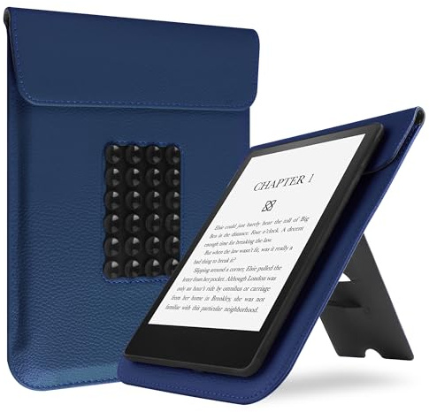 VOVIPO slimmat fodral väska för 17,8 cm 7 tum Paperwhite läsplatta, skyddande fodral för 17,78 cm (7 tum) läsplattor, med silikonsugkopp och flervinkelstativ – marin