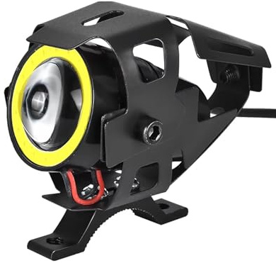 Faro de Moto Faro Auxiliar LED Universal Para Motocicleta De 125W, 12V, 1200 LM, U7, Minifoco Para Motocicleta, Accesorio Para Bicicleta. Faro Motocicleta(White with switch)