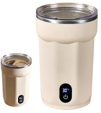 con agitazione automatica – Bicchiere in acciaio inossidabile da 300 ml, taza da caffè automiscelante, display digitale magnetico, taza portatile alimentata a batteria | Succo di latte Cacao B