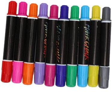 Brrnoo Confezione 10 Pennarelli a Gesso per Capelli, Bastoncini Colorati Temporanei per Capelli, Pennarelli Lavabili per, con Colori Vivaci Ad Asciugatura Rapida