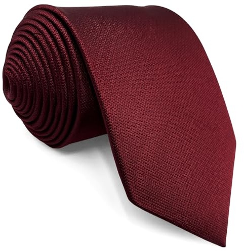 SHLAX&WING Color Sólido Rojo Boda Seide Krawatte Herren Classic Tie 147cm