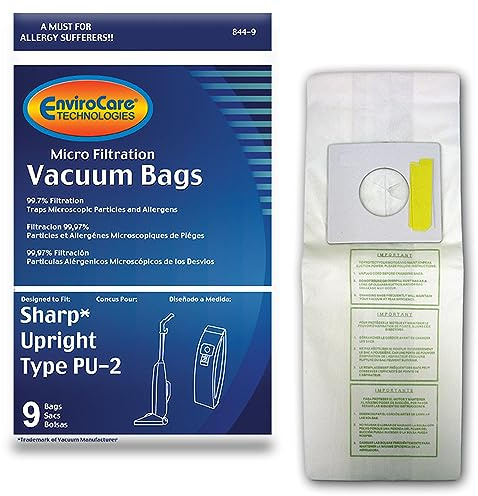 Envirocare Replacement Micro Filtration Vacuum Cleaner Dust Bags Made to fit Sharp Upright Type PU-2 9 Pack