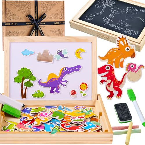 Jaques of London Dinosaur Magnetic Board Kids | Dinosaur Toys | Drawing Board Kids | Wooden Toys for 3 4 5 Year olds | Since 1795