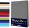 Buymax® Topper Spannbettlaken 180x200 cm Spannbetttuch 100% Baumwolle Jersey für Matratzentopper bis 12 cm Matratzenhöhe Bettlaken für Boxspringbett Topper, Anthrazit-Grau