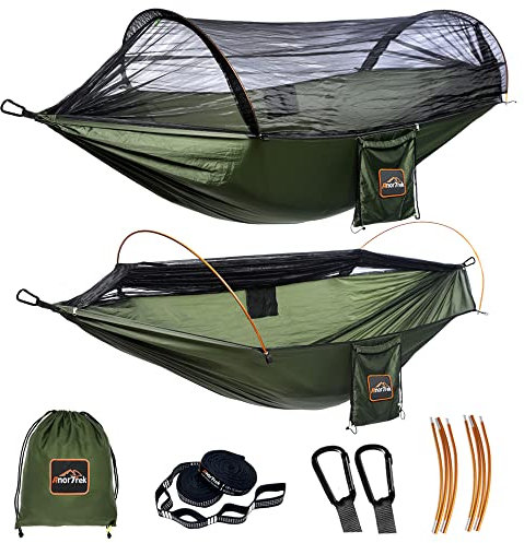 AnorTrek Professionelle Camping-Hängematte mit Moskitonetz, leichte tragbare Doppel-Hängematte, 230T Nylon-Hängematte für Camping, Wandern, Garten, Rucksackreisen