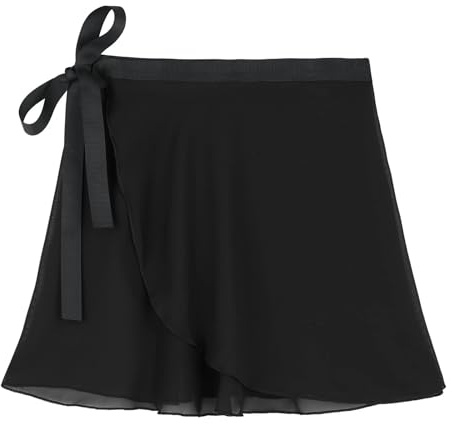 Zando Black Ballet Skirt for Girls Chiffon Adjustable Wrap Waist
