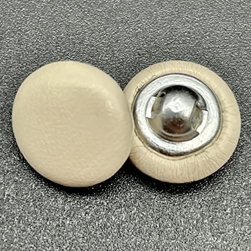 Lmlliang 20PC Beige Leather Covered Sewing Buttons with Metal Shank,Leather Buttons for Clothes,Dress,Suits,DIY Projects,Sewing Accessories 11mm