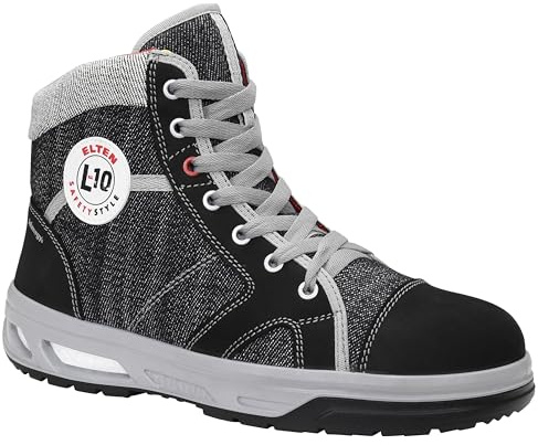 ELTEN Sicherheitsschuhe Sensation XX10 Mid ESD S3S, Damen und Herren, Leder/Textil, Stahlkappe, leicht, sportlich 45, Schwarz