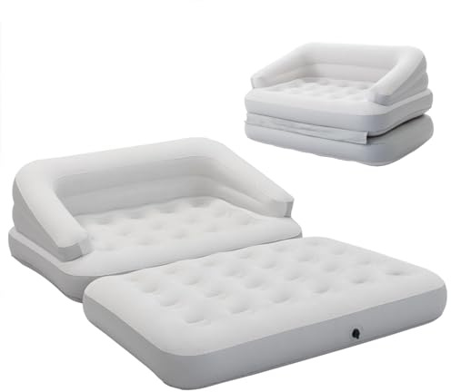 DIMAR GARDEN Inflatable Couch Flocked Blow Up Couch Mattress,Outdoor Air Sofa Bed for Camping,Full Size