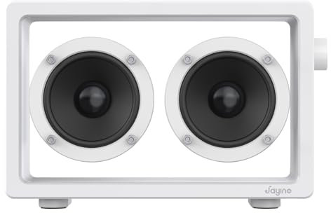 JAYINE Altoparlante Bluetooth portatile a cassetta, altoparlanti minimalisti da 16 W, wireless Bluetooth, suono potente HD e ampia compatibilità V5.3 per interni ed esterni, bianco