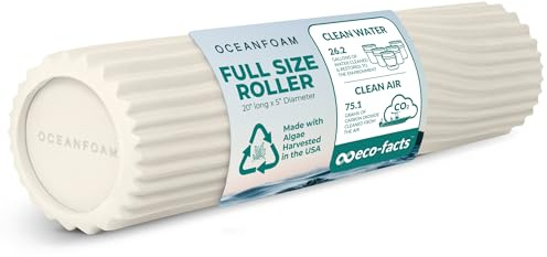 Oceanfoam Tidal Roller - Natural - Muscle Massage Foam Roller for Back Pain & Stretching - Firm and Ergonomic Wide Wave Textured - Yoga, Athletics, & Wellness - Full Size, 20 x 5