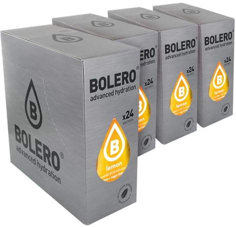 SET 96 BOLERO DA 9 GRAMMI LEMON Preparato istantaneo per Bevande con Stevia e Vitamina C e Senza Zucchero