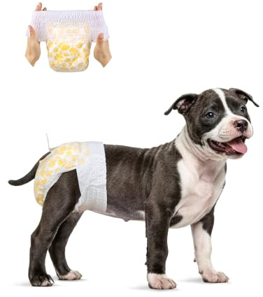 Flying Paws Disposable Dog Nappies Female, Pull-Up M-30(28-40cm) | 360 Stretchy Waistband, For in Heat, Period, Incontinence, Training
