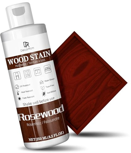 Rosewood Wood Stain, 8.5oz Water Based Wood Stain, Matte Wooden Fast Drying Curing for Indoor and Outdoor Wooden Furniture, Door, Window, Paneling, Wardrobe, Cabinet Low Odor Non-Toxic & Long Lasting