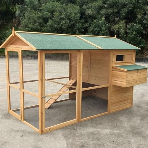 Outdoor Poultry Hutch with Waterproof Roof, Pull-out Tray, Ramp, Nesting Box, Double Door Design for Chickens and Ducks