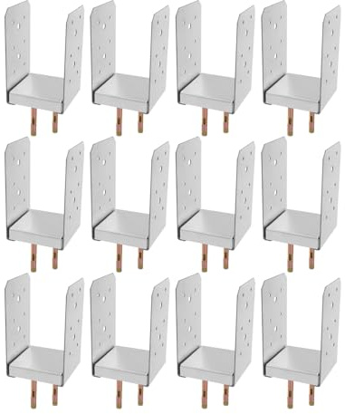 12 Pcs Stainless Steel Post Base, Adjustable Post Anchor Bracket, Internal 3.5 x 3.5 Posts Anchor for Pavilion, Deck, Porch, Handrail, Railing Support Decorative Anchors Plate