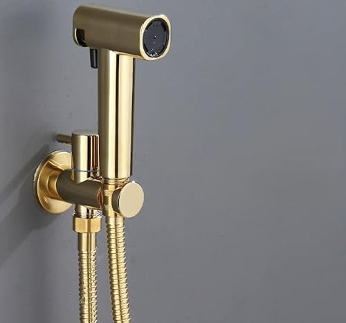 Pulvérisateur de bidet mural double mode avec buse haute pression, douche de toilette à main pour l'hygiène personnelle et l'entretien des couches, facile à connecter (doré)
