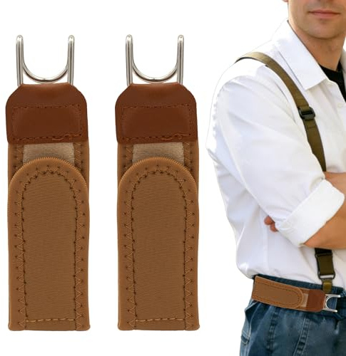 GEVECORI 4 PCS Ceinture Sans Boucle Homme et Femme, Tactique Ceinture Homme Sans Boucle À Crochet Métallique, Ajustable Extensible Ceinture Elastique Femme, Idéale pour Bureau, Sport, Voya (2 Marron)