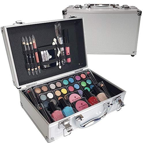 BCT-Kosmetik 52 Makeup Set with Travel Vanity Box Set Professional Carry & Storage Train Case Beauty Makeup Cosmetic & Tools for Gift Travel Make Up Carry Box Christmas