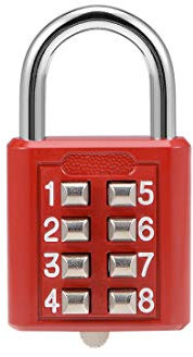 sourcing map 8-Digit Combination Padlock Push Button Lock for Locker Cabinet Red