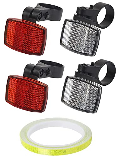 VICDUEKG 5 Pcs Bike Front and Rear Reflectors Kit Bicycle Reflector with Reflective Tape Mountain Bike Safety Warning Reflectors for Handlebar and Seatpost Night Riding Cycling, Red and White