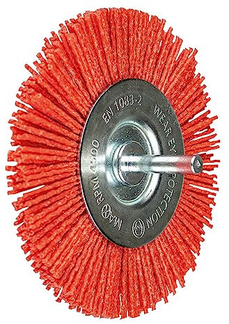 PFERD Rundbürste ungezopft RBU grob (RED) | Ø 100 mm Schaft-Ø 6 mm RED-Filament-Ø 1,27 mm | 43740168 – für Bohrmaschinen