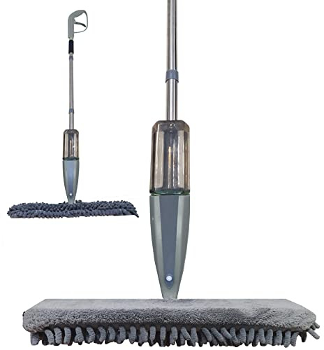 ED ltd. Microfibre Mop Rotatable Flat Spray Floor Mop Double-Sided Reusable Dust Pad Wet Dry Cleaning For Laminate Wood Tiles Kitchen Bathroom (Grey)