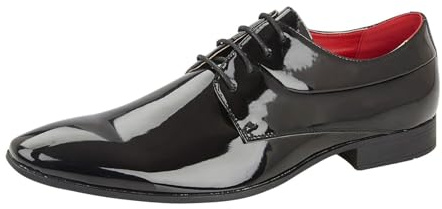 Mens Black Formal Shiny Patent Shoe Smart Party Oxford Wedding Office Dress Black Size UK 7