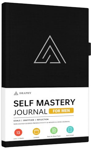 Självmästrande dagbok för män - Tacksamhet och produktivitetsdagbok för mer lycka, positivitet, tillväxt, mindfulness, självvård och reflektion - Guidad inspirerande dagbok för män och kvinnor (svart)