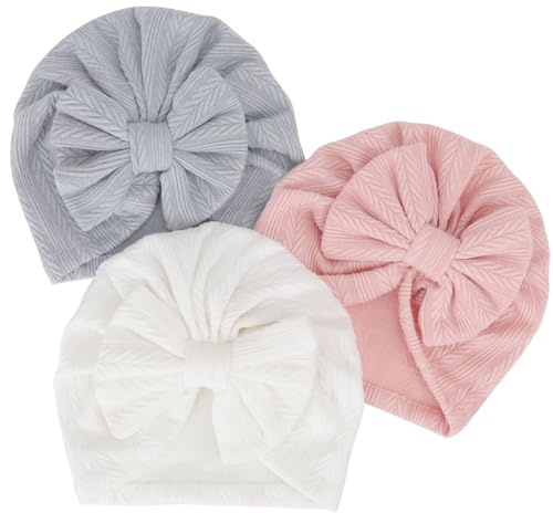 DRESHOW 3 Pezzi Cappello Turbante Bambina Cappellini Berretti e Cappellin per Infantile Bambino Neonato Ragazza