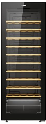 Candy DiVino CWC058 Cave à vin 58 bouteilles Wifi App hOn porte réversible 10 compartiments traitement anti UV compresseur sans vibration éclairage LED commande numérique poignée intégrée 37 dB