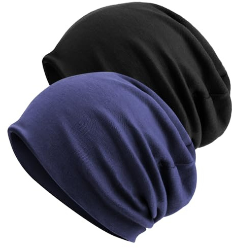 DRESHOW Slouchy Beanie Mössa för Kvinnor Män Lång Baggy Hip Hop Beanie Skidskalle Mössa Chemo Huvudbonad Solid Hipster Mössa Elastisk Sovande Mössa