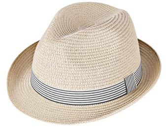 HONCO DIRECT Summer Panama Straw Fedora Hats for Men Women Trilby Hat Foldable Roll Up Short Brim Panama Beach Hat Topper Beige (US, Alpha, Large, Beige)