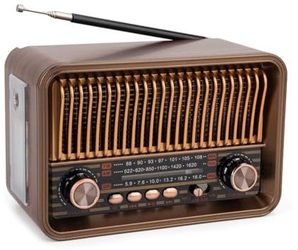 Qusedwey Radio Portátil FM Am SW Radios Vintage Multibanda Altavoz Inalámbrico Bluetooth Compatible con para Reproducción de MP3 USB/TF