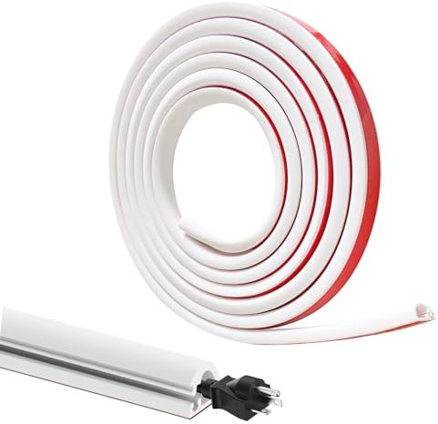 Goulotte Passe Cable, 3M Auto-adhésif Cache Cable TV Mural,Blanche Goulotte de Câbles,Cache-câble Mural pour Système de Gestion des Cache Cable Bureau à Domicile