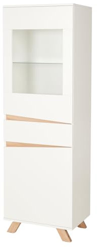 Riess Ambiente Moderne Vitrine LOFT - 180cm - weiß Natur - Eichenholz-Optik Glas Highboard Schrank Wohnzimmer Küche