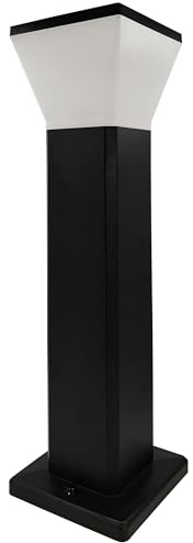 FactorLED Baliza de Jardín Exterior LED 57cm Cuadrada, 9W, 900Lm, Bolardo para caminos, Inoxidable, IP65 Impermeable, Negro, 5CCT Luz Seleccionable (Cuadrado, 1)