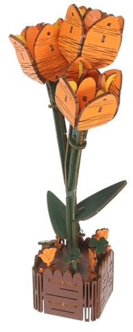 VANZACK Fleurs Bois Kit de Construction Bouquet Tulipes Puzzle Fleurs Bois à Assembler Modèle Plante pour Loisirs Créatifs Décoration Intérieur